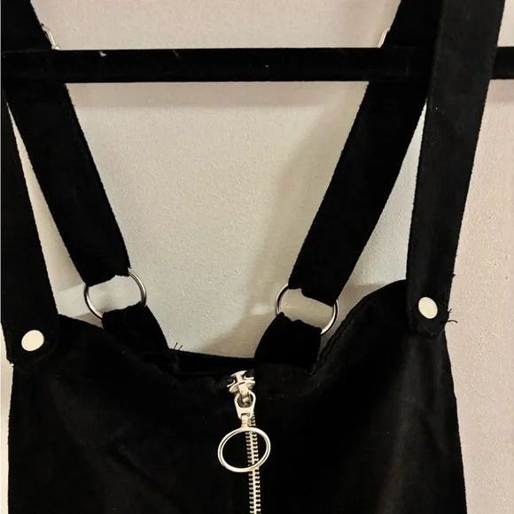 H&M Divided Black Overall Suede Mini Dress - Picture 2 of 4